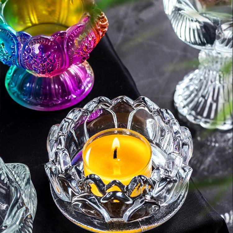 Crystal Lotus Candle Holder for Ghee Buddha Lamp