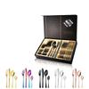 24Pcs Gold Cutlery Specular Light Stainless Steel Steak Knife Fork Spoon Teaspoon Upscale Restaurant Cutlery Set With Gift Box