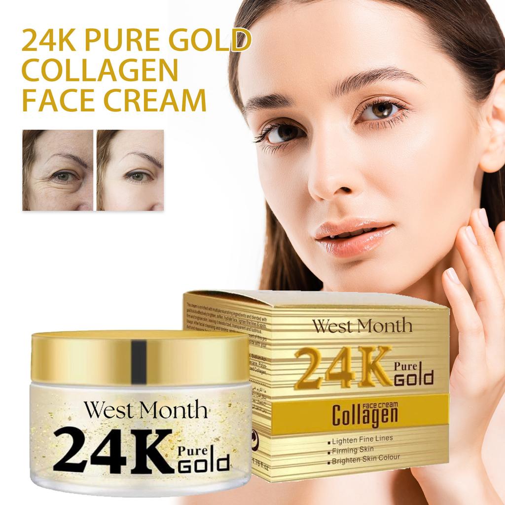 24k Collagen Cream Reduces Fine Lines Brightens Tightens Skin Whitening Anti-Aging Face Cream