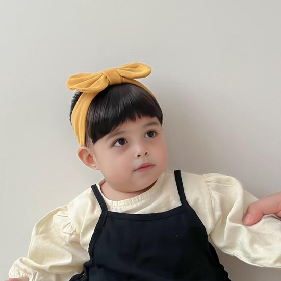 Baby Wig Headband with Bow Design Realistic Simulated Hair Material Secure Elastic Strap Baby Costume Hairband