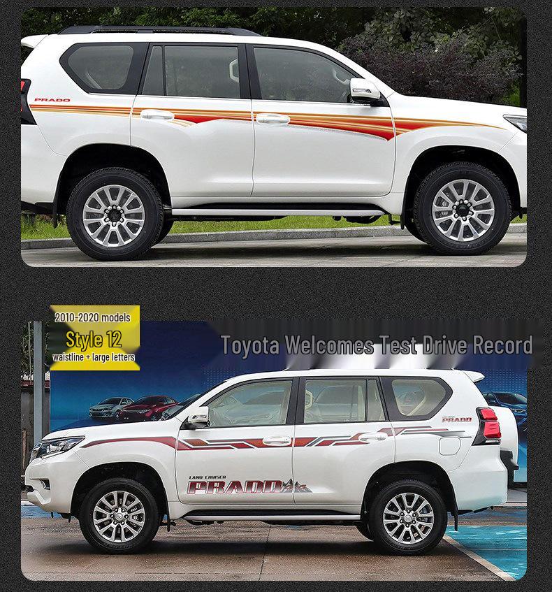 Toyota Prado 10-22 Models Car Body Color Stripe Decal Waistline Sticker.