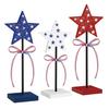 3 Pcs 4th of July Wooden Star Signs, Red White Blue Glitter Patriotic Star Table Centerpiece for Independence Day, Tiered Tray, Tabletop Decor