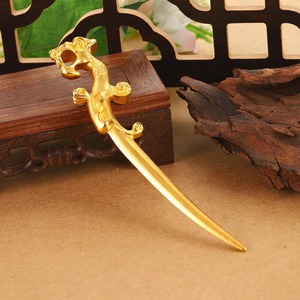 Antique hair accessories new hair fork high-end Hanfu accessories high-end jewelry hollow dragon geometric auspicious cloud hairpin