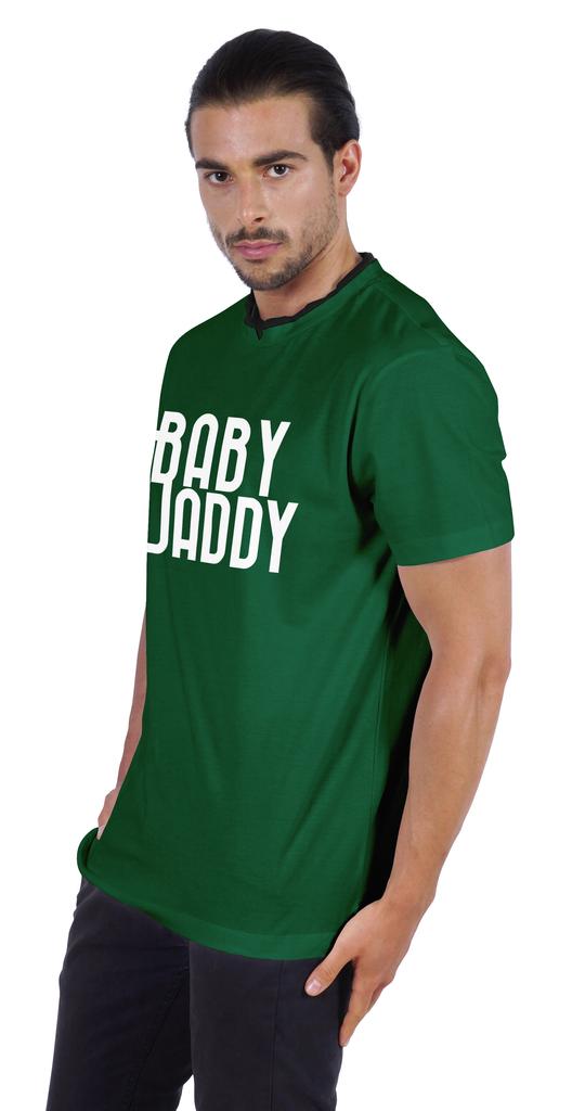 Inkmeso Men  s Graphic Quote   Baby Daddy   Tshirt For Dads Round Neck with V Cut