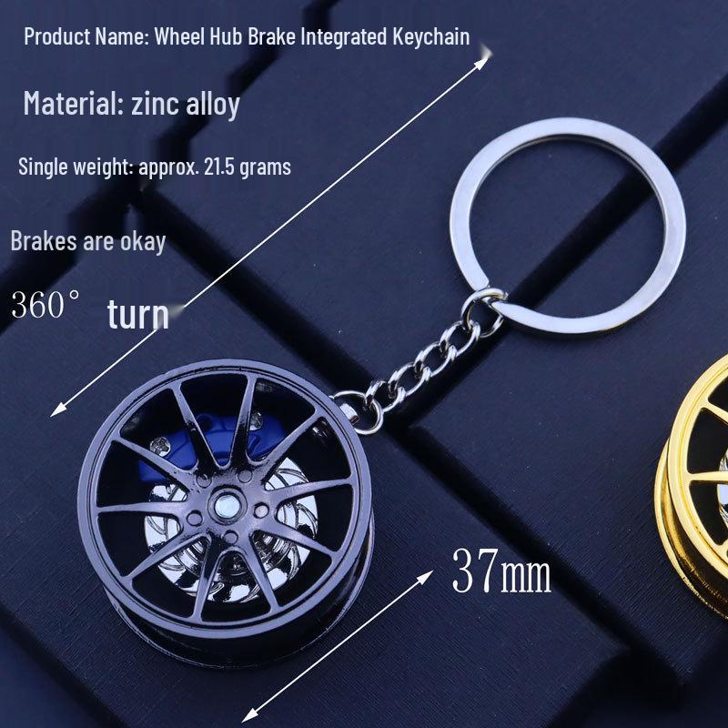 Cross-border Car Brake Keychain with Rotating Wheel & Laser Logo