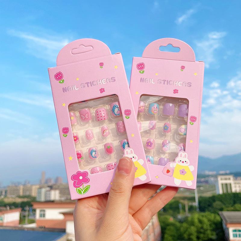 Removable Cute Cartoon Nail Stickers for Little Girls - Self-Adhesive Jelly Glue Princess Nail Art