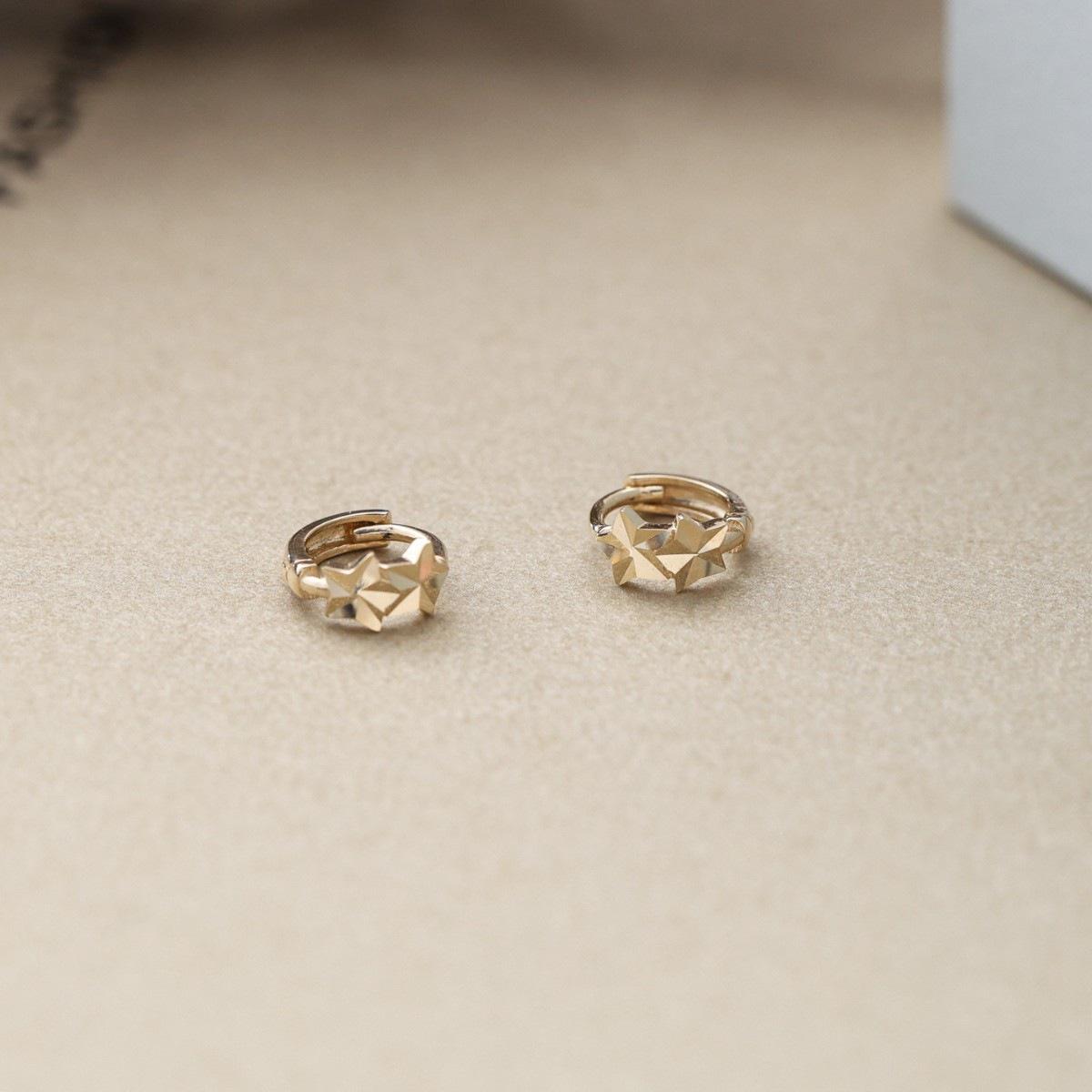 18K Gold-Plated Sterling Silver Star Ear Cuff Hoop Earrings for Women 18K Gold Pair