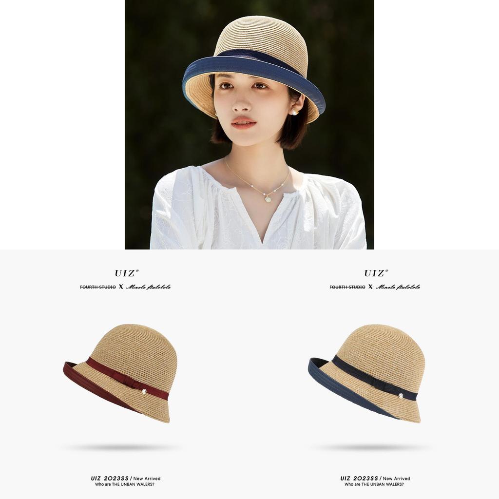 Classic Straw Hat For Women Summer Sun Protection With Short Brim And Rolled Edge
