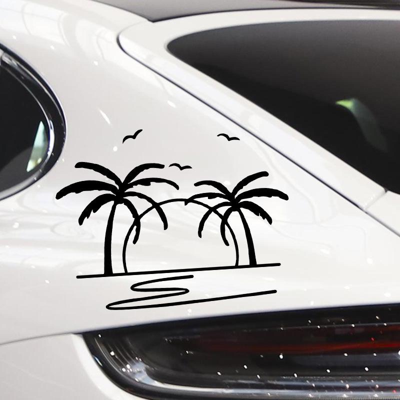 Hawaiian Sunset Beach Windmill Reflective Car Window Sticker