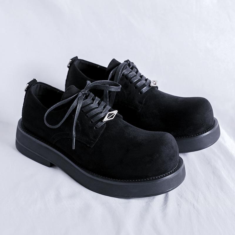British Style Suede Shoes Men Lace-Up Loafers Genuine Leather Thick-soled Handmade Formal Business Shoe New Fashion Casual Shoes