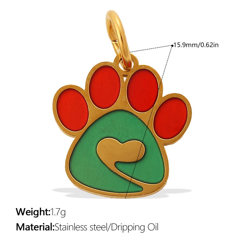  2Pcs Cartoon DIY Stainless Steel Drip Dog Paw Print Pendant Handmade Accessory Jewelry Gold Plated Charm Wholesale