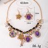 New metal gold-plated chain braided rope inlaid with gemstones bee petals stud earrings necklace set