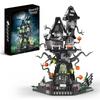 Halloween Gothic Horror House Building Blocks Pumpkin Spider Tombstone Decor, Spooky Horror Construction Bricks DIY Puzzle Toy