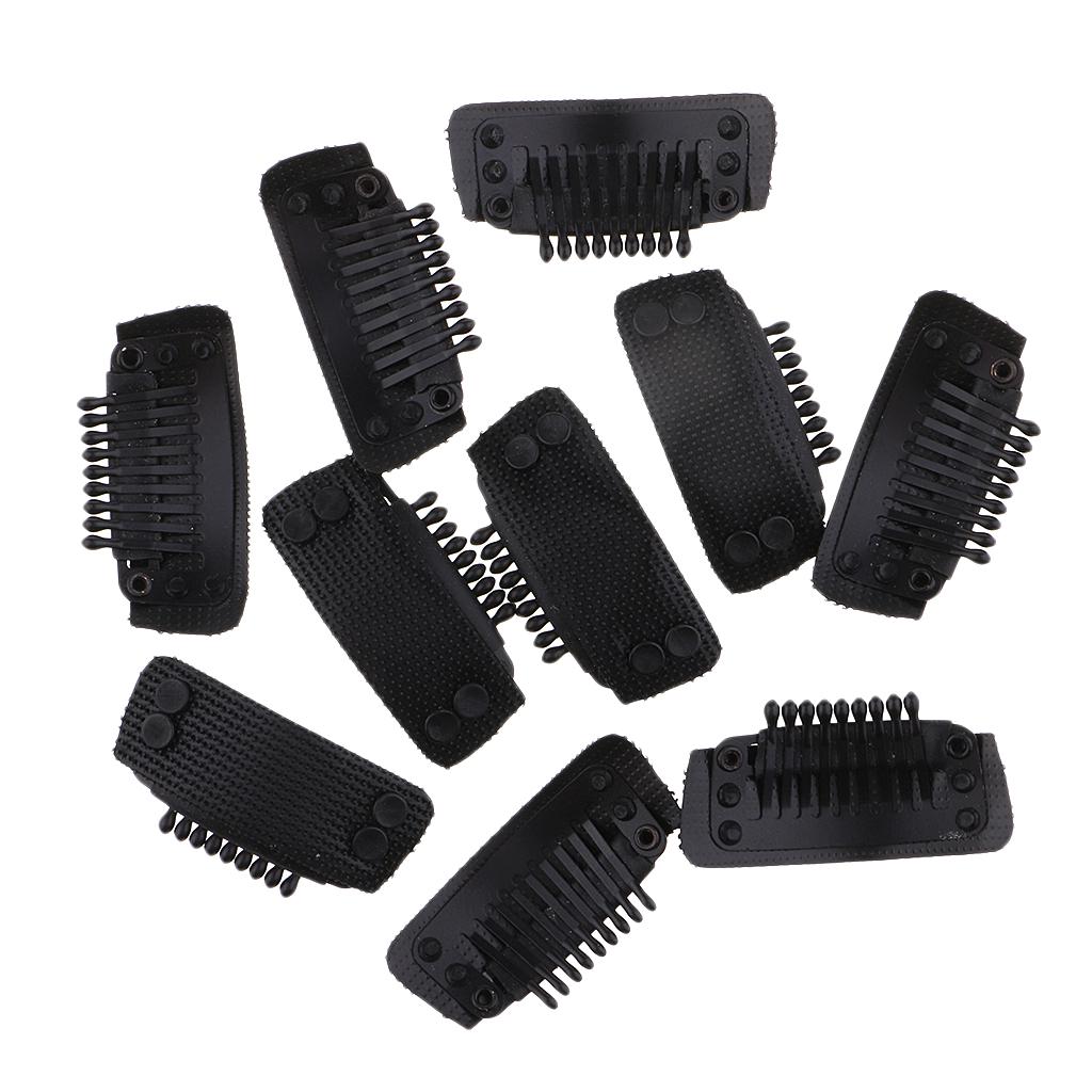 10 Pieces 9 Teeth Wig Hair Extension Clips with Rubber Back