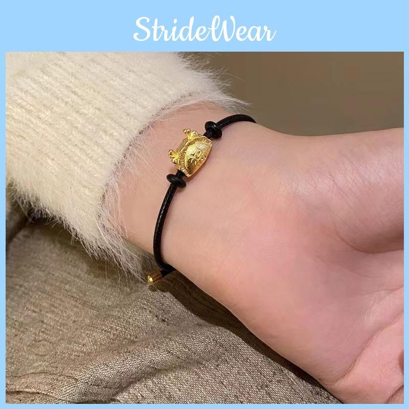 Summer 2024 Fashion Womens Black Dragon Bracelet With Red Rope And Lucky Charm