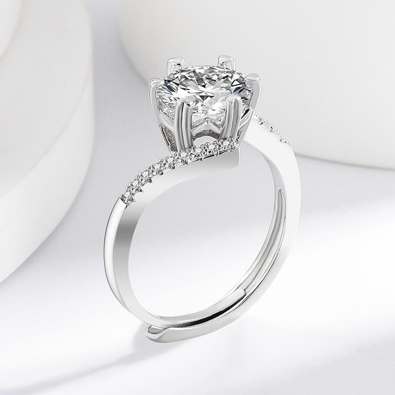 925 Sterling Silver Classic Twisted Arm Snowflake Shape 2 Carat Simulated Moissanite Ring for Women Luxury Advanced Sense Daily Jewelry