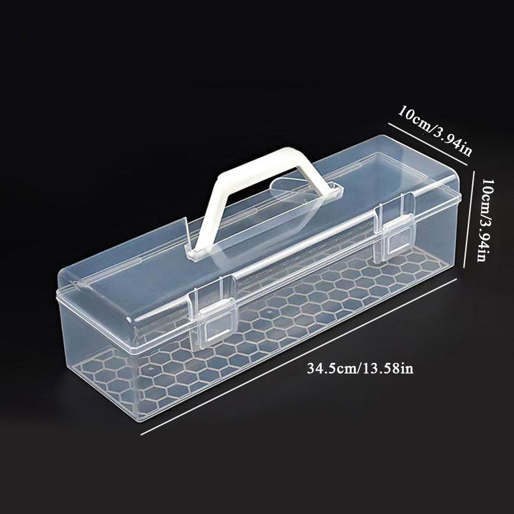 Large Capacity Plastic Storage Box With Handle Portable Clear Jewelry Case Art Toolbox Multipurpose Transparent Carrying Cases