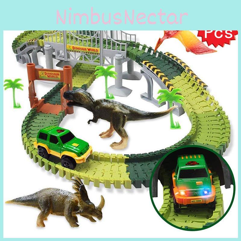 Unleash Creativity With The 144pcs Dinosaur Dino World Flexible Race Car Toy