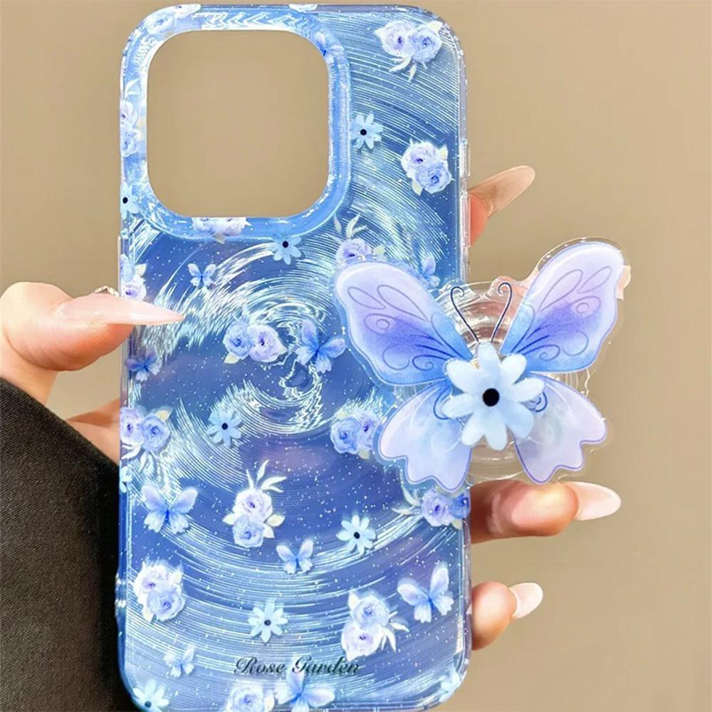 Iridescent Glossy Phone Case for iPhone 11 13 14 15 16 17 Pro 17 13 14 15 Pro Max High Quality Fantasy Floral Style Full Protection Shell