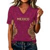 Women's V-Neck Graphic Letter Print Casual T-Shirt Top for Everyday Wear