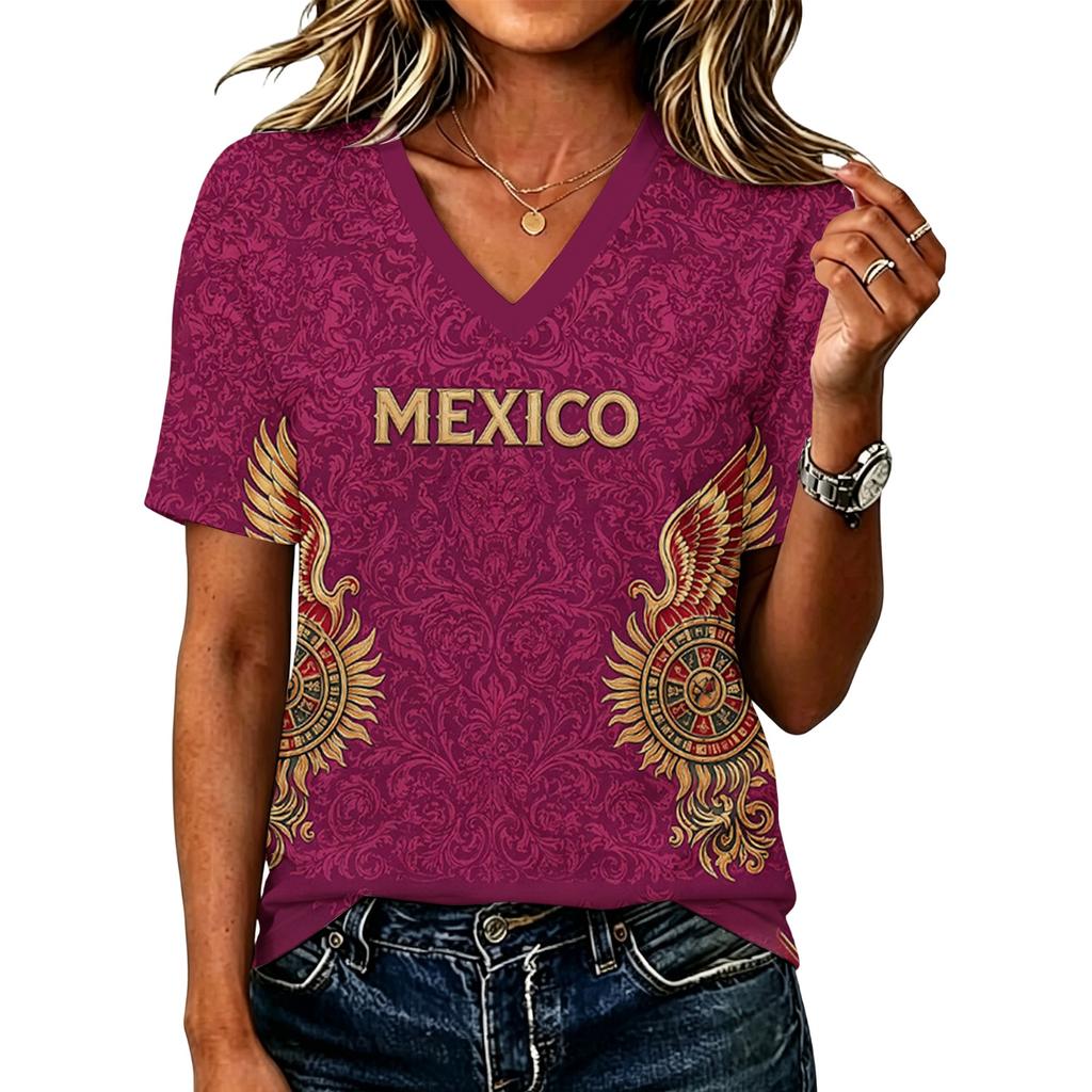 Women's V-Neck Graphic Letter Print Casual T-Shirt Top for Everyday Wear
