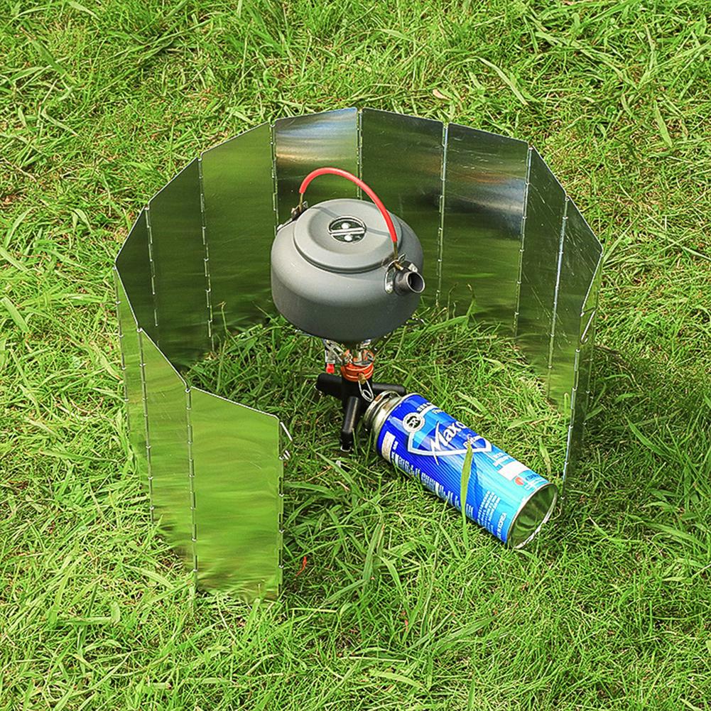 Camping Stove Windscreen 12/14/16 Plates Folding Outdoor Gas Stove Windshield Heat Shield Picnic Cooking Burner Windproof Screen
