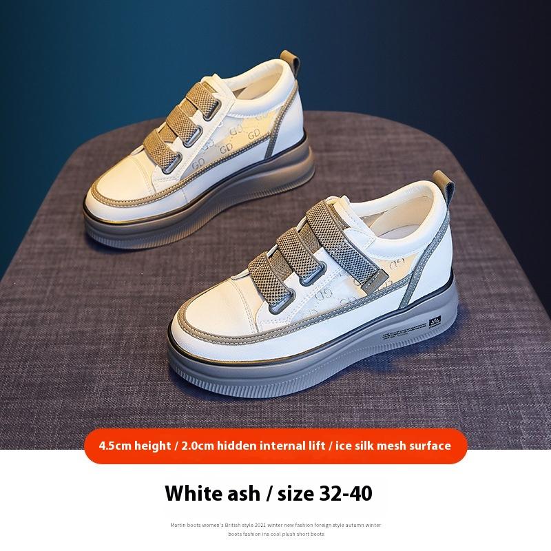 

Женская белая обувь летняя сетчатая дышащая повседневная обувь на толстой подошве, увеличивающая рост, женская обувь на все случаи жизни 40 серый