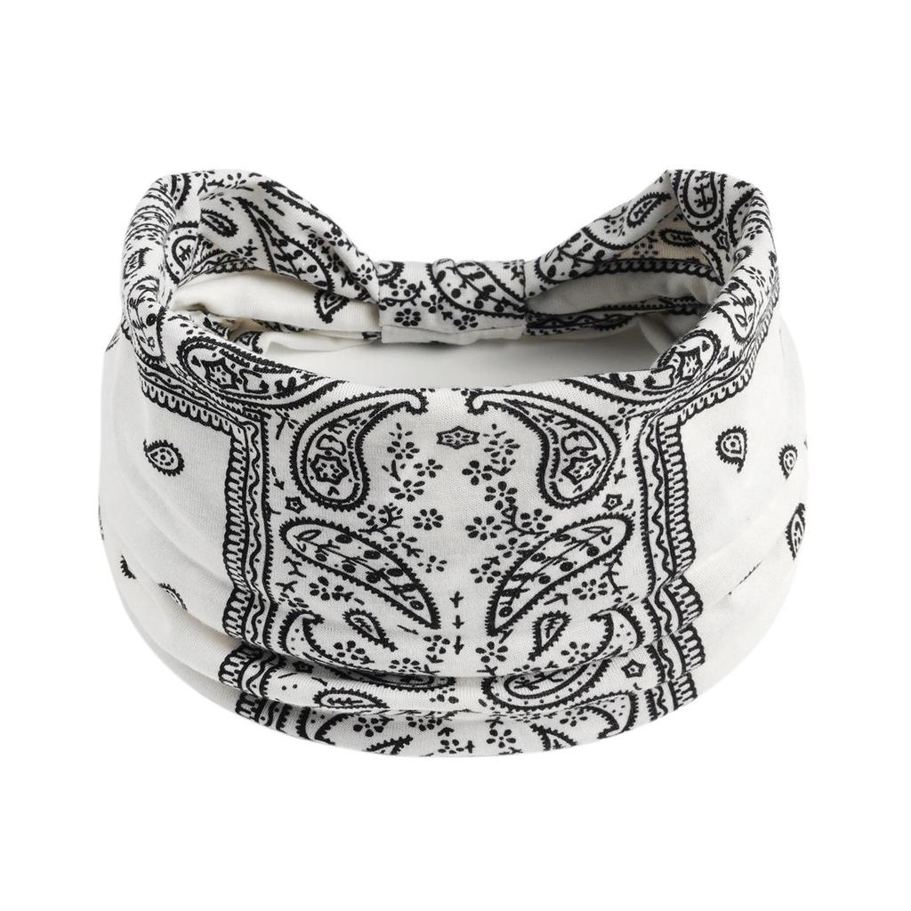 Bandeau large rétro à motif cachemire pour femmes - Bandeau de sport élastique coloré pour yoga