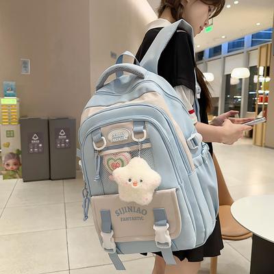 College Wind Schoolbag Female Junior High School Students Cute Transparent Pain Bag Large Capacity Computer Backpack Light Student Tide Backpack.
