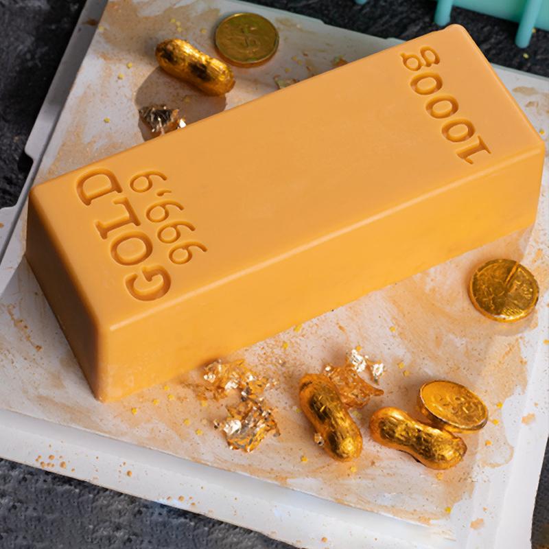 

Gold Brick Shape Silicone Mold Cake Decorating Tools Chocolate Handmade Soap Candle Gold Bar Shape Fondant Mould 1PC