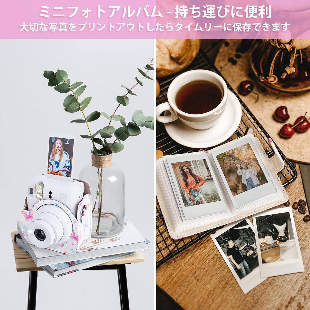 HIYQIN Cheki instax mini12 album 28 photo Fujifilm Cheki 12 Cheki camera Fujifilm instax mini12 butterfly Cheki mini12 case shoulder strap PU leather