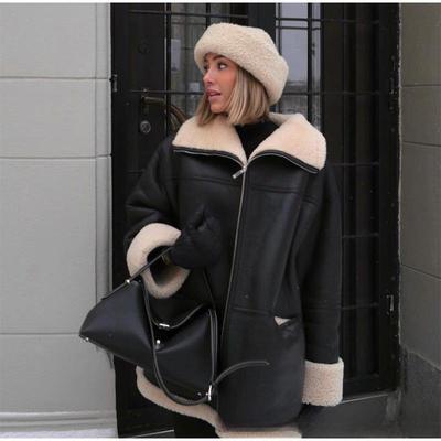 2023 Autumn/Winter Women's Fashion Cashmere Leather Jacket with Fur Collar