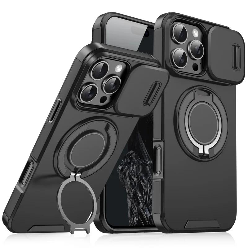 For iPhone 16 Pro Max Plus Magnetic Finger Ring Holder Military Protective Case