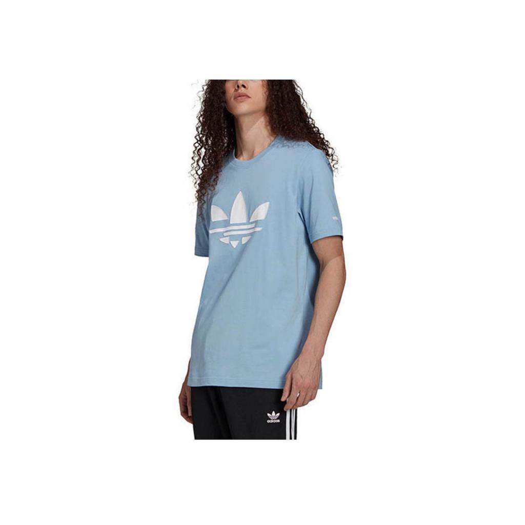 Adidas Originals Trefoil Logo Print Breathable Sports Tee Men Tops Sky-Blue H62496