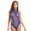 Woman's Fishnet Mesh Sheer High Cut Thong Leotard Bodysuit Sleeveless Lingerie