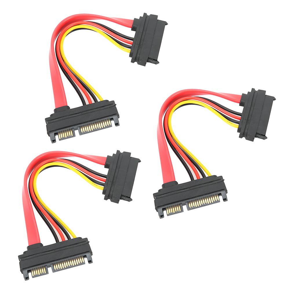 3PCS SATA 29P Female To SATA 22P Male Plastic Hard Disk Data Cable for Home Mobile Using