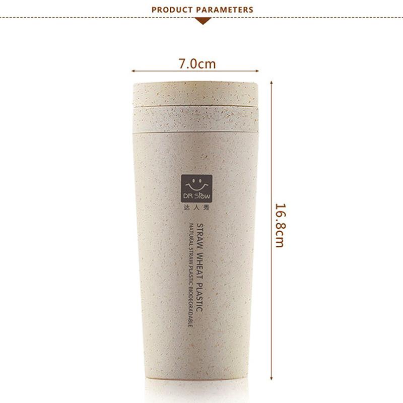 Portable 300Ml Thermos Bottle Healthy Plastic Wheat Fiber Cup Double Layer Thermal Mug Office Coffee Tea Water Bottle Travel Mug