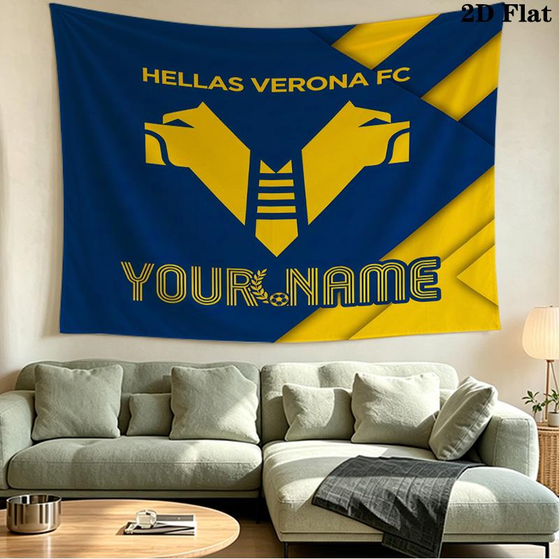 Custom Name Hellas Verona FC Printed Tapestry – Wall Hanging for Bedrooms, Dorms, and Home Decor