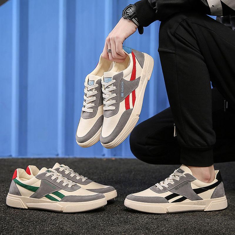 Ανδρικά Παπούτσια από Καμβά Χαμηλά Λευκά Παπούτσια με Μαλακή Σόλα Μόδα Casual Αναπνεύσιμα Παπούτσια Μαθητές Κορεατική Έκδοση της Τάσης Net Red Sneakers