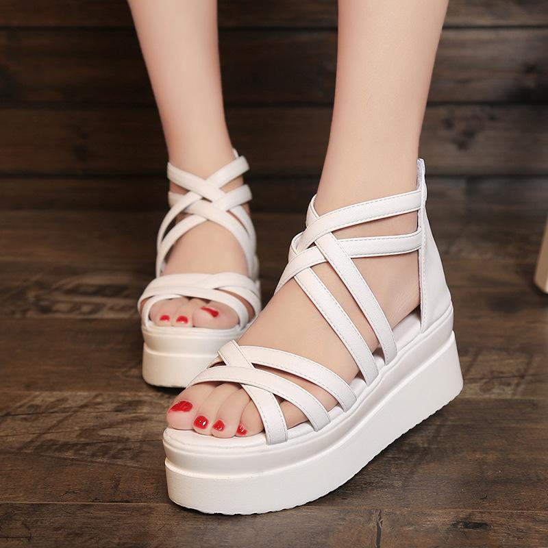 Women's Fashion Sports Sandals 2024 Summer New Style Thick Soled Open Toe Roman Height Increasing Versatile Platform Shoes