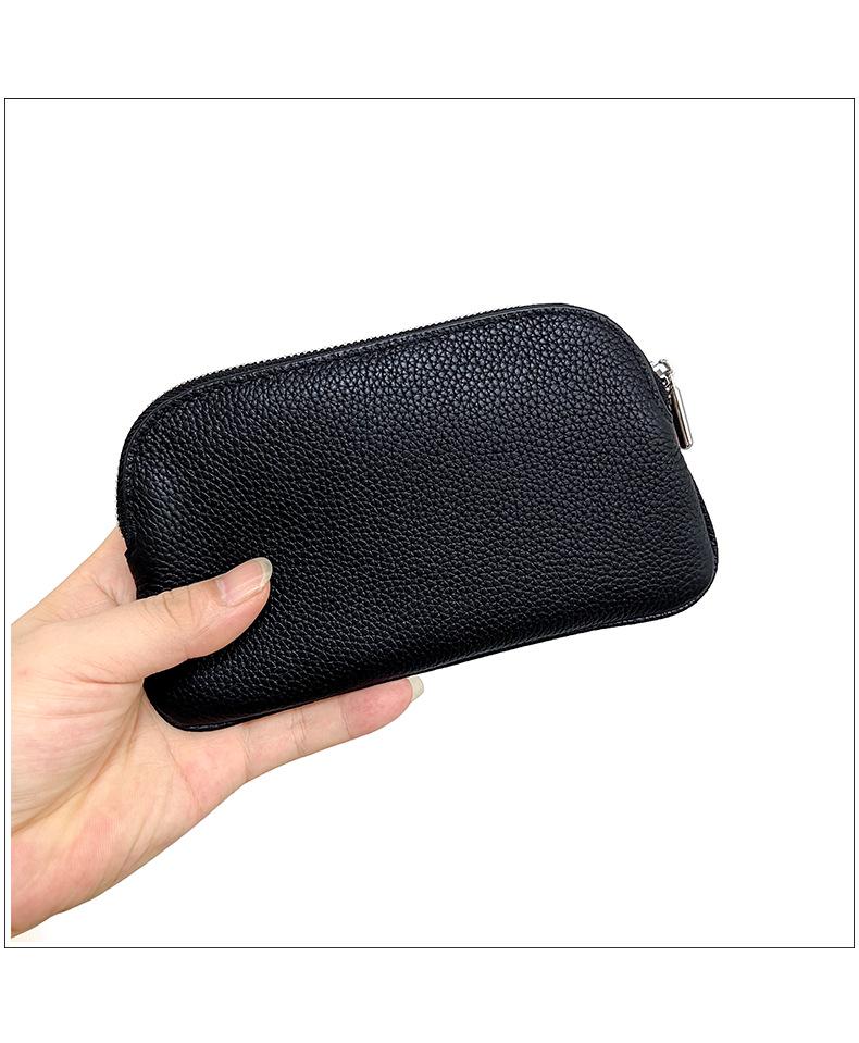Women's Genuine Cowhide Leather Long Wallet with Phone Holder and Zipper