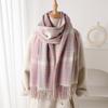Korean version of imitation cashmere literary lines plaid warm shawl scarf autumn and winter fashion atmosphere versatile fringed scarf