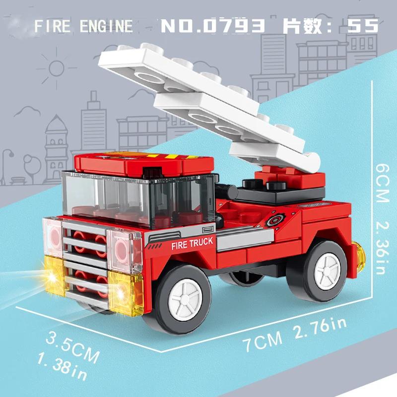 Different Kinds Small Particle Building Blocks for City Vehicles, Cars, Cranes, Fire Trucks, Puzzle Toys, Holiday Gifts for Boys