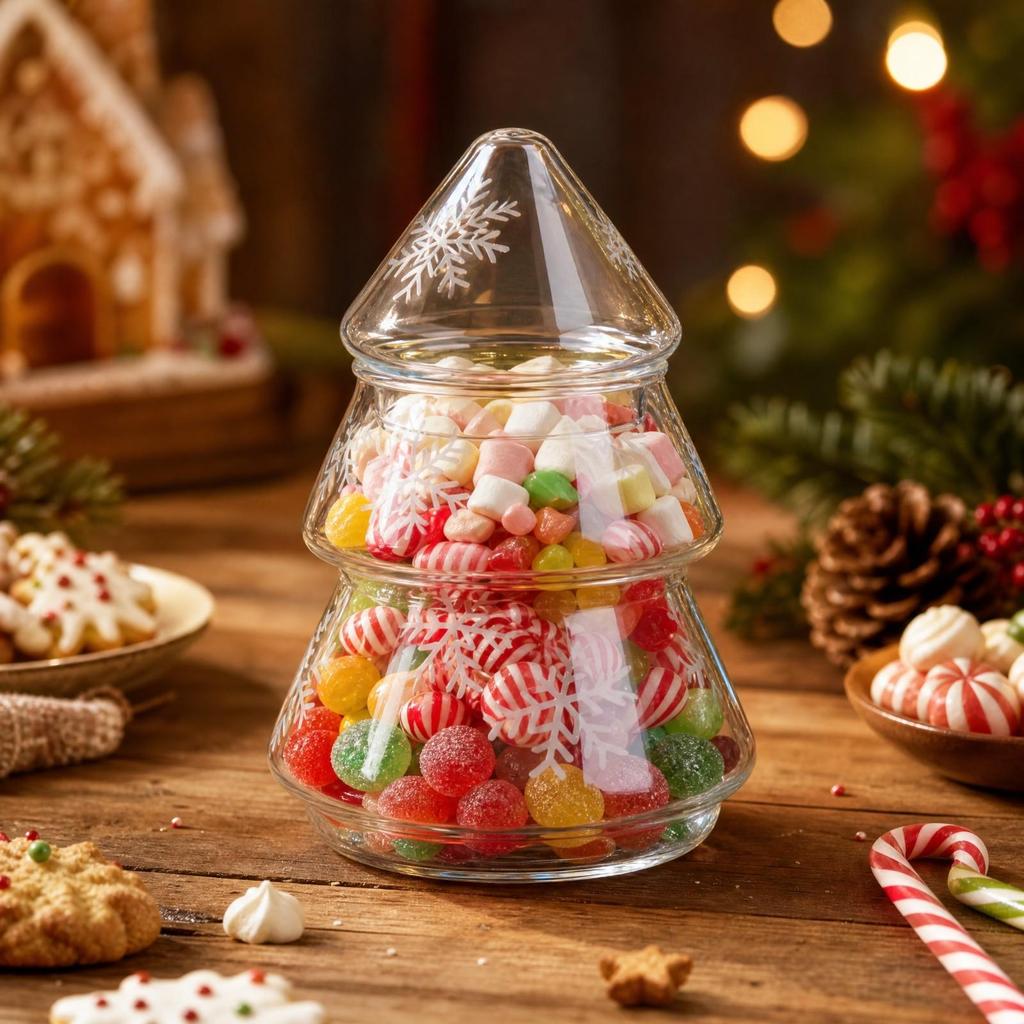 Container Heat Resistant Christmas Tree Shaped Glass Storage Jar Multipurpose