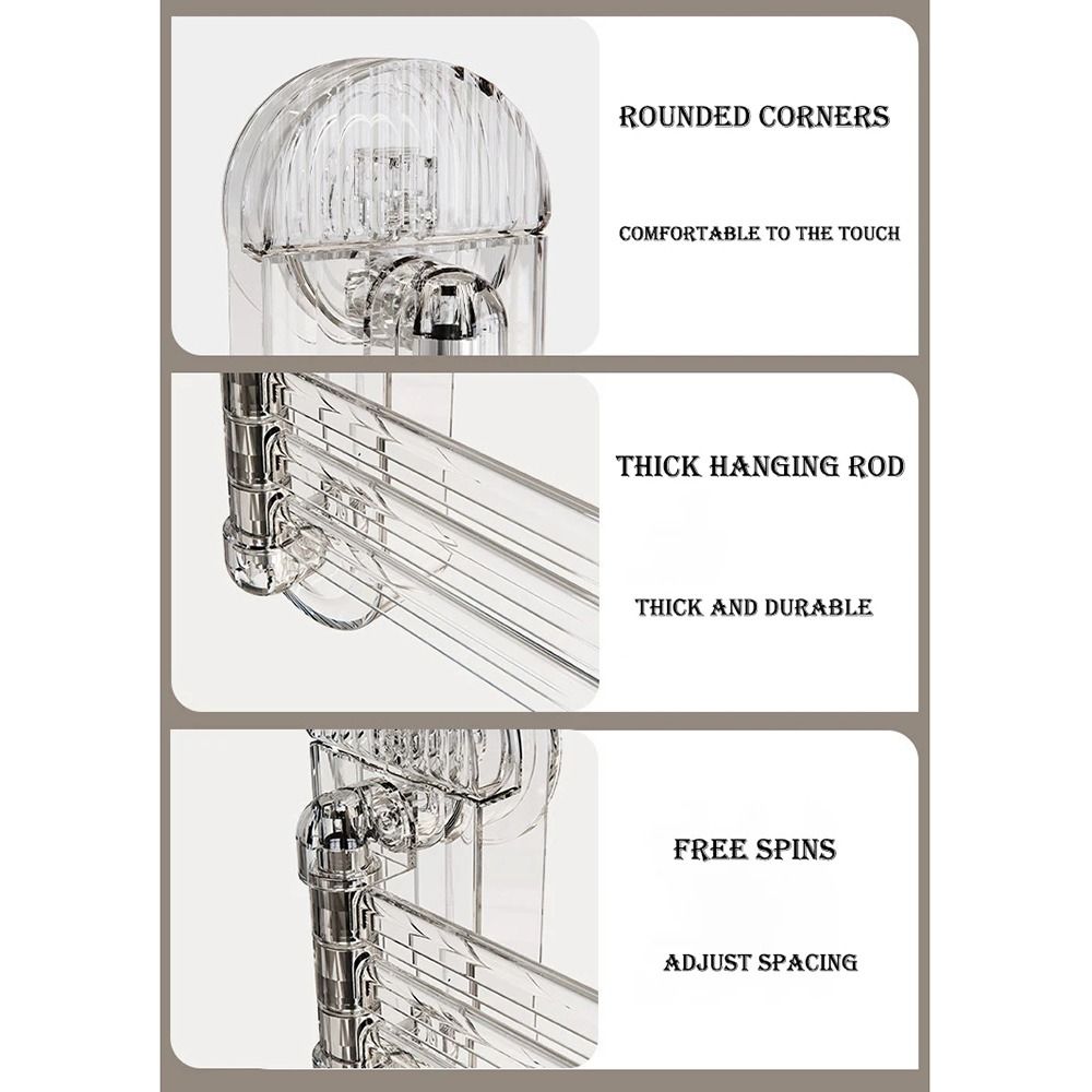 Rotating Suction Cup Towel Rack Multi-poles Hanging Towel Holder Durable Clear Clothes Hanger  Home