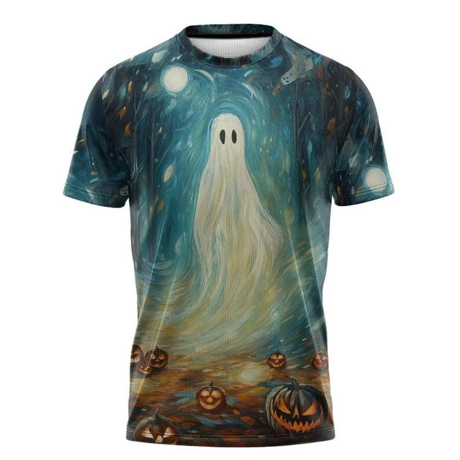 Halloween Cute Ghost Pumpkin 3D Graphic T-Shirt L