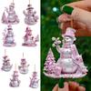 Pink Snowman Christmas Decorations 2D Acrylic Cartoon Hanging Pendants Christmas Gift Flat Printing Xmas Tree Ornament