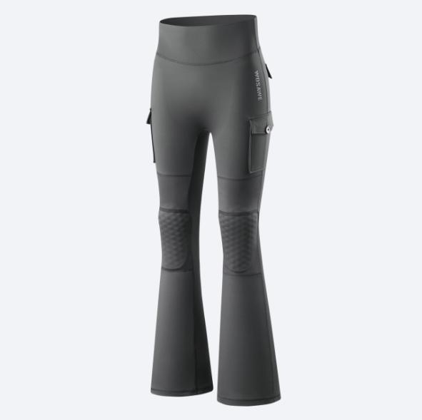 WOSAWE Women Motorcycle Pants High Waist Stretch Motocross Riding Tights with Removable Knee Pads Fitness Flared Leg Pant
