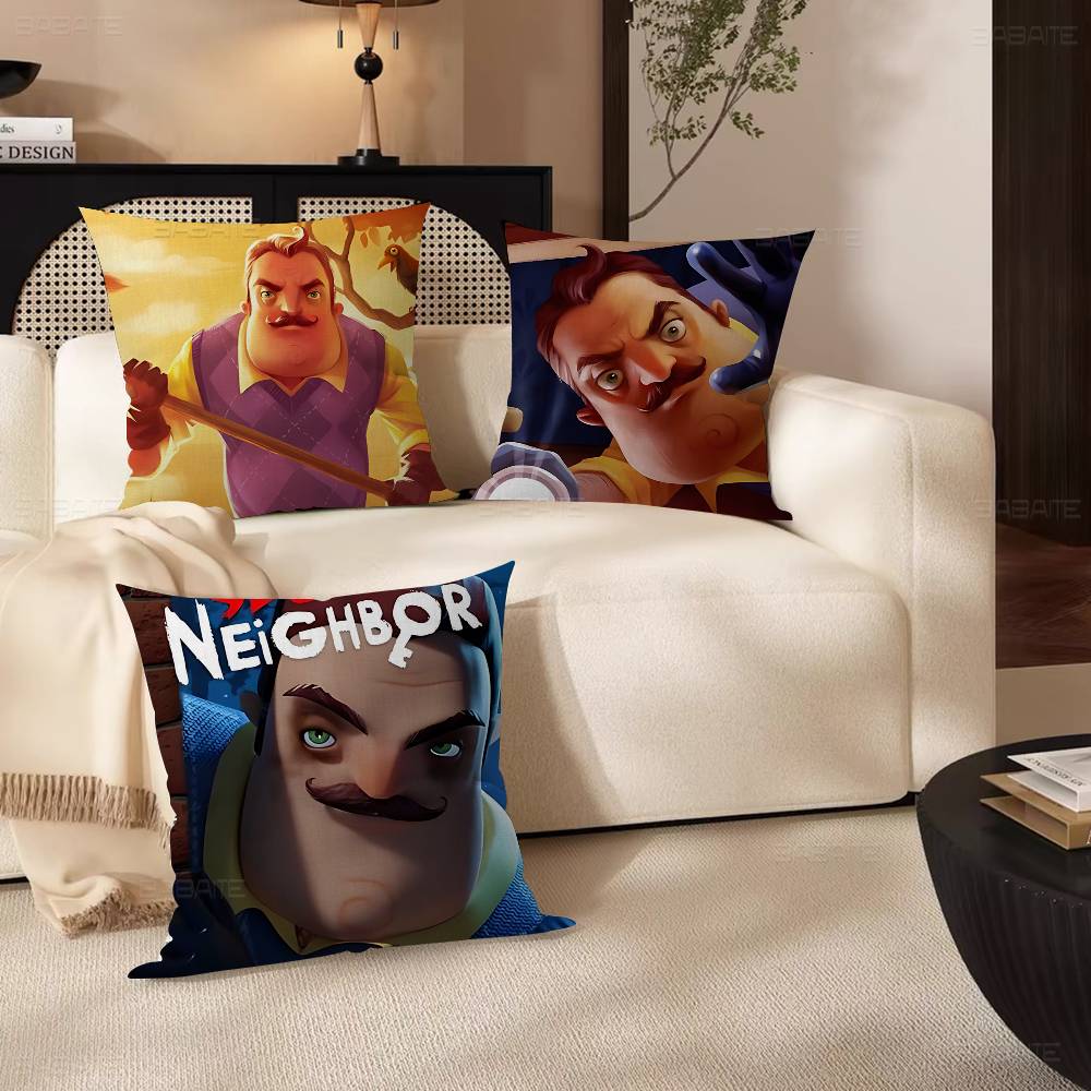 Beliebtes Horrorspiel H-Hello N-Neighbor 2 Kissenbezug Sofakissenbezug Heimzimmerdekoration Kindergeschenk