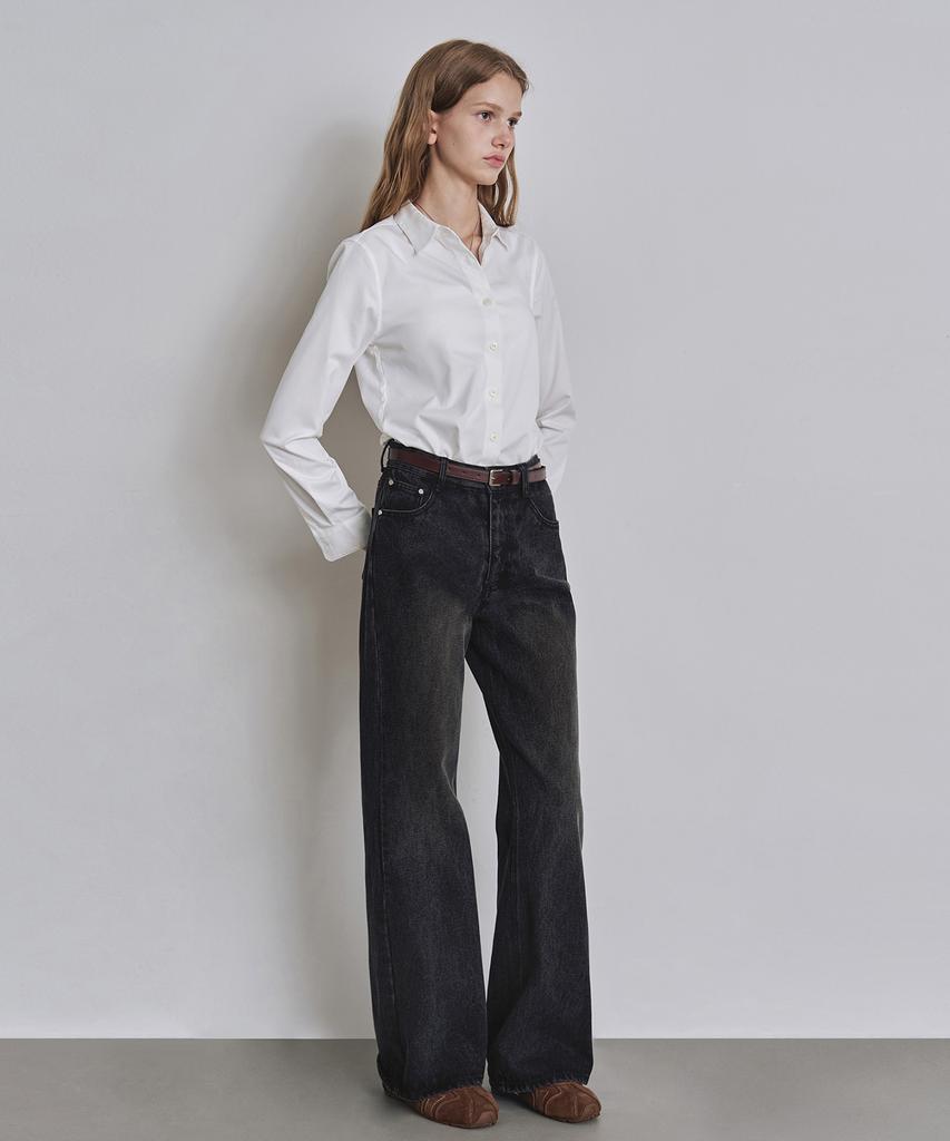 Keoseuteomeokeullagumeon Loose Fit Bootcut Denim Pants Black Cowpt002Black